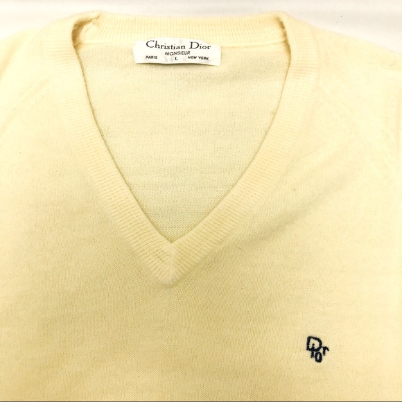 Dior Other - Vintage Mens Christian Dior Cream/Ivory Sweater L USA Large